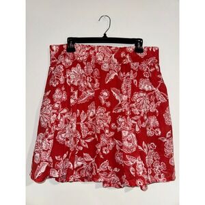 Boho vacation skirt Old Navy Floral Mini Womens Large Red Elastic Botanical